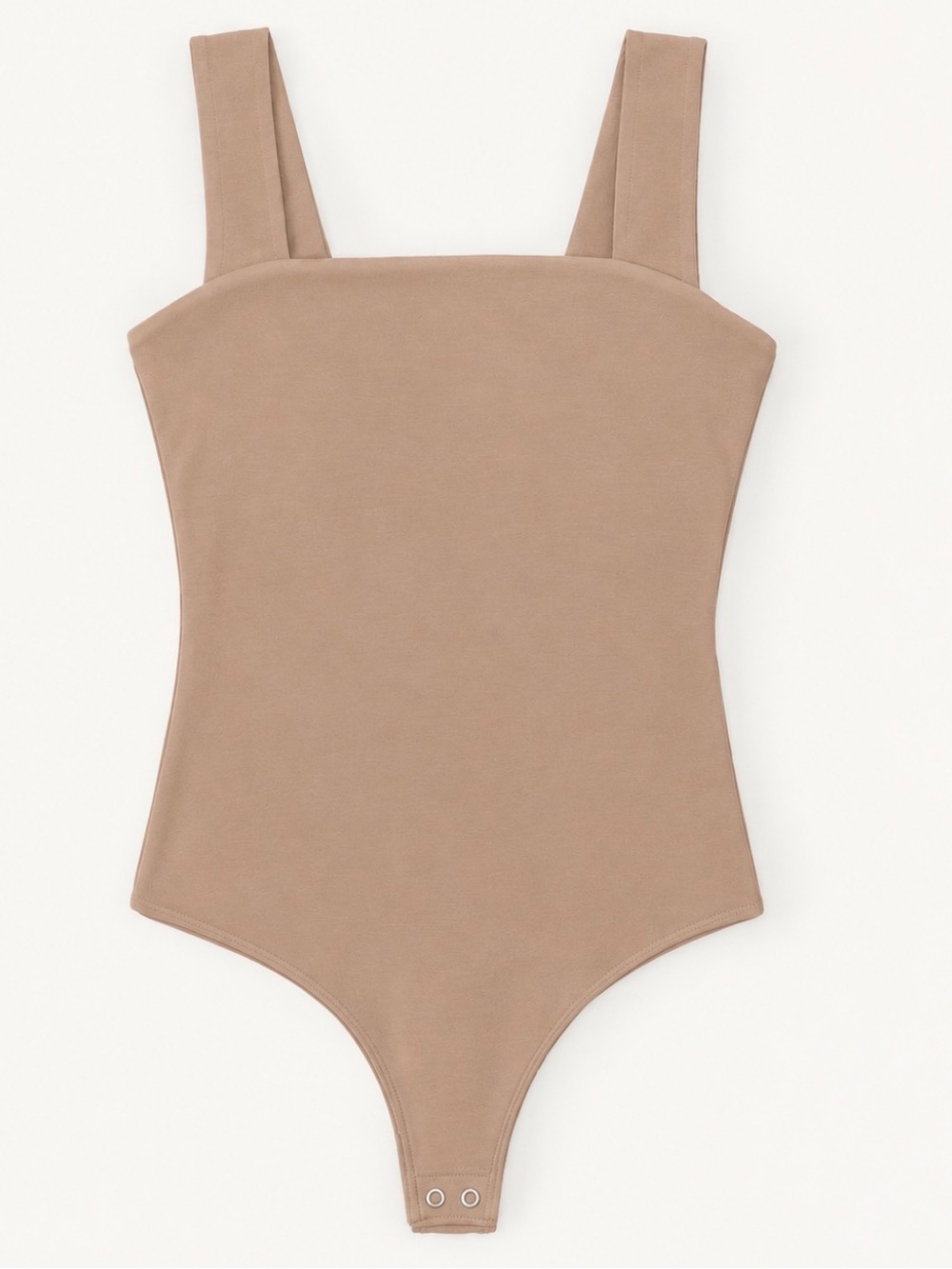 Abercrombie & Fitch Soft Matte Seamless Square Neck Bodysuit Nude Beige Medium